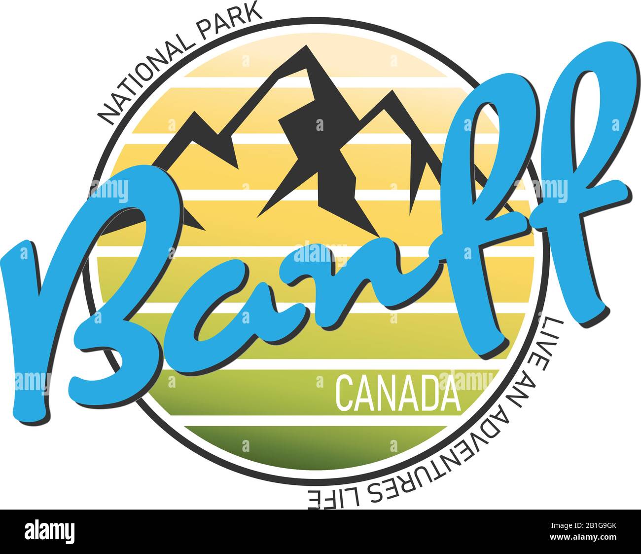 Logo des Banff Nationalparks auf weißem Hintergrund, Vektorgrafiken Stock Vektor