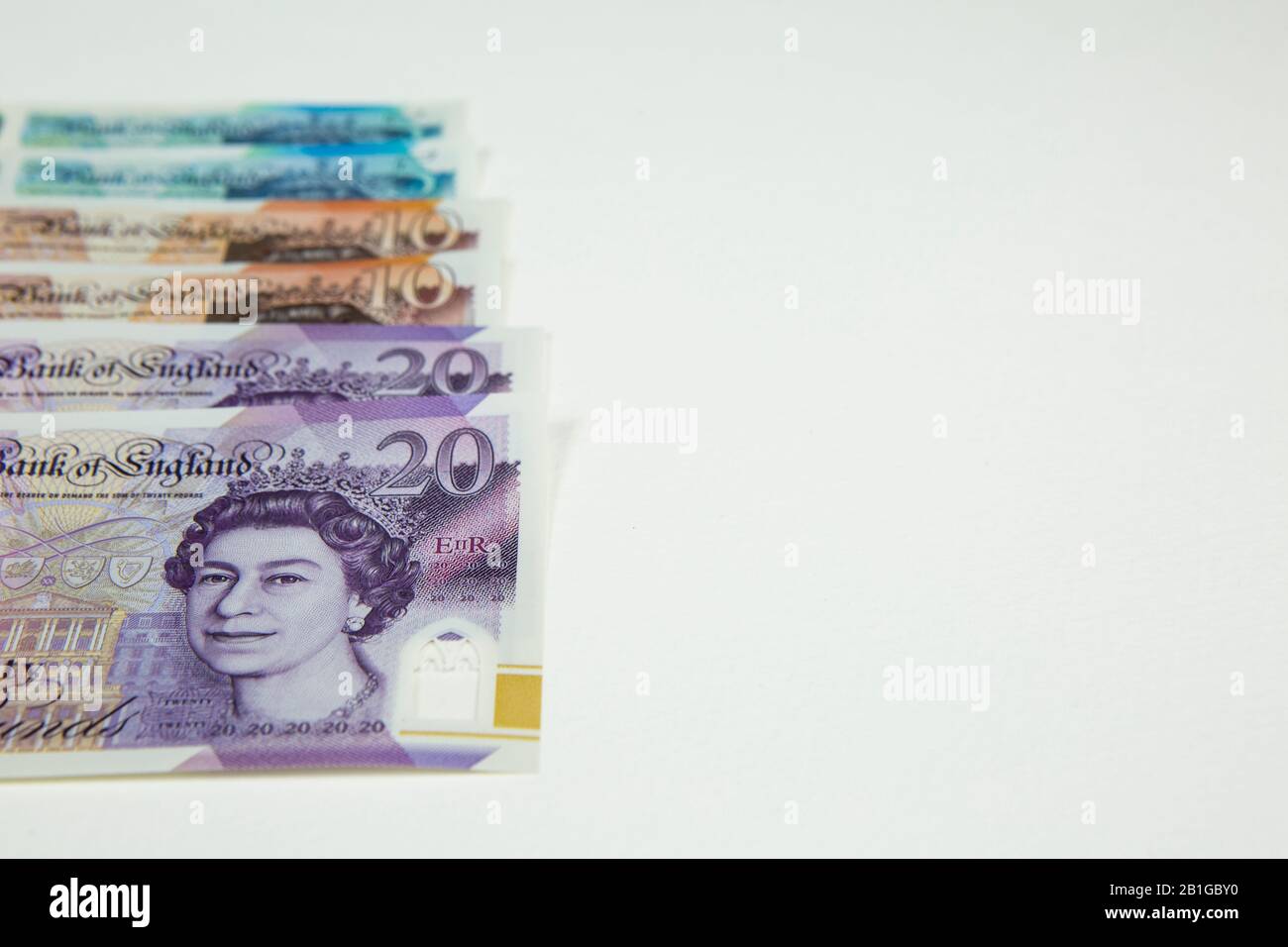 Neue 20 Pfund Turner Sterling Kunststoff-Polymerbanknote. Bank of England Currency UK, britische Geldscheine mit Kopierraum. Stockfoto