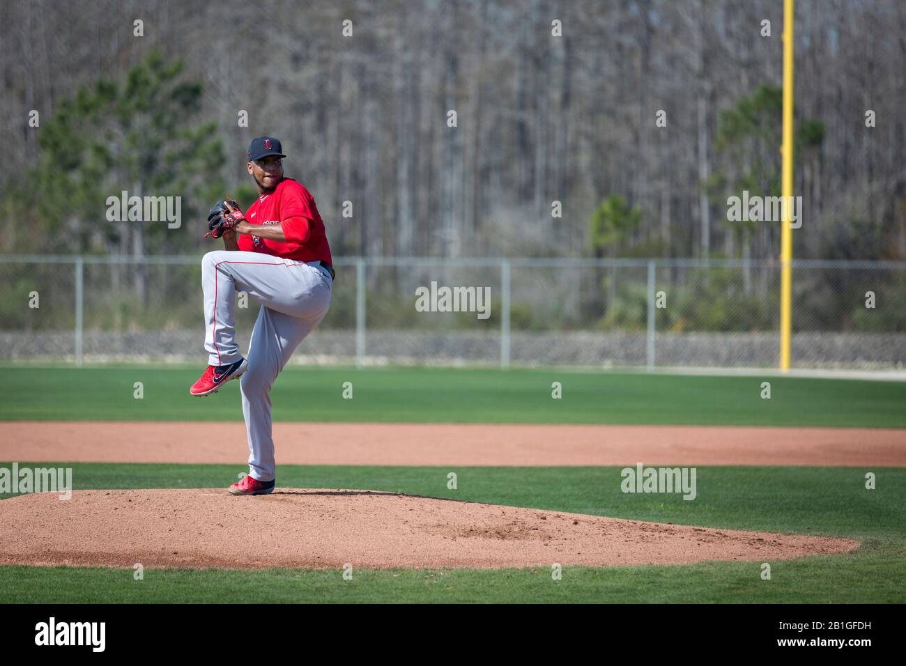 Denyi Reyes, ein Baseball-Pitcher der Minor League mit den Boston Red Sox im JetBlue Park, Trainingseinrichtung, Ft Myers, Florida, USA Stockfoto