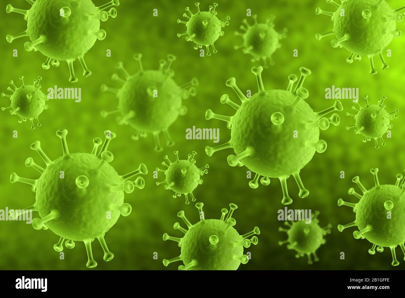 Coronavirus Konzept. Epidemievirus. Biologielehrungswissenschaftliches Konzept. Medizinischer Hintergrund. 3D-Abbildung Stockfoto