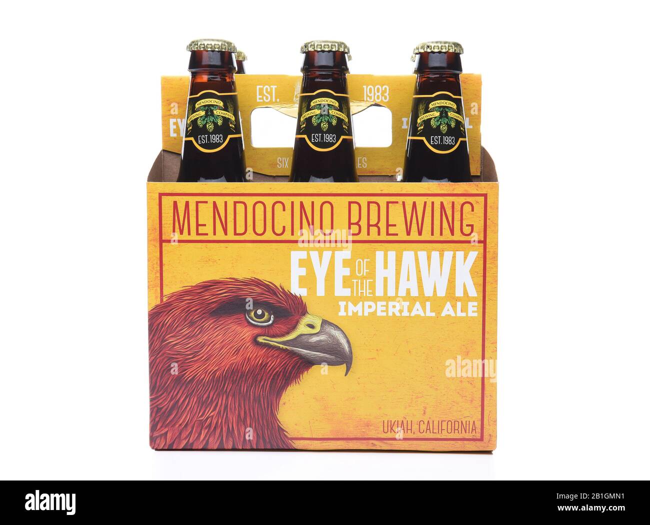 Irvine, CA - 30. SEPTEMBER 2017: Eye of the Hawk Imperial Ale. Von der Mendocino Brewing Company in Ukiah, Kalifornien. Stockfoto