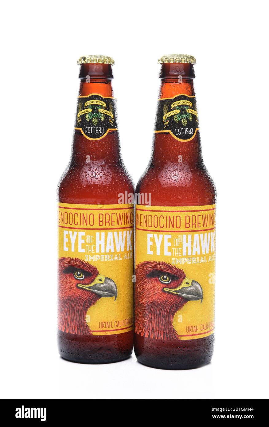 Irvine, CA - 30. SEPTEMBER 2017: Eye of the Hawk Imperial Ale. Von der Mendocino Brewing Company in Ukiah, Kalifornien. Stockfoto