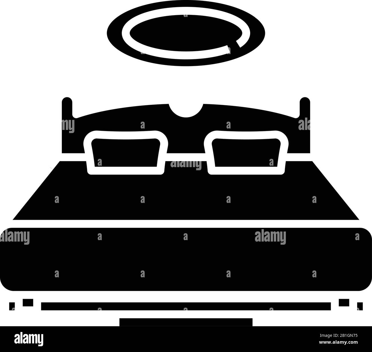 Schwarzes Schlafzimmer-Symbol, Konzeptzeichnung, Vektor-Flachsymbol, Glyph-Zeichen. Stock Vektor