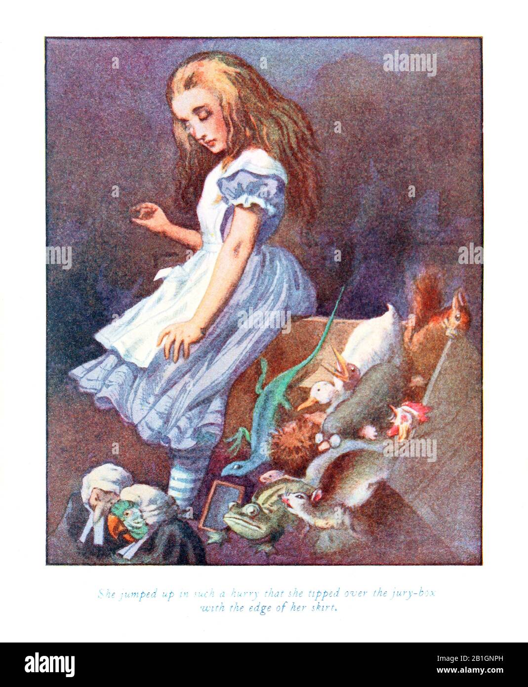 Sie sprang in so einer Eile von Alice im Wunderland von John Tenniel auf Stockfoto