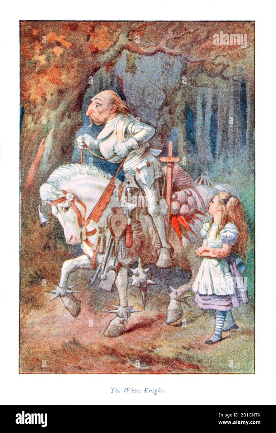 Der weiße Ritter aus Alice im Wunderland von John Tenniel Stockfoto