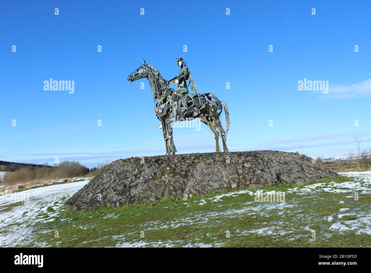 Die "gälische Chieftain"-Skulptur von Maurice Harron, in Boyle, County Roscommon, Irland Stockfoto