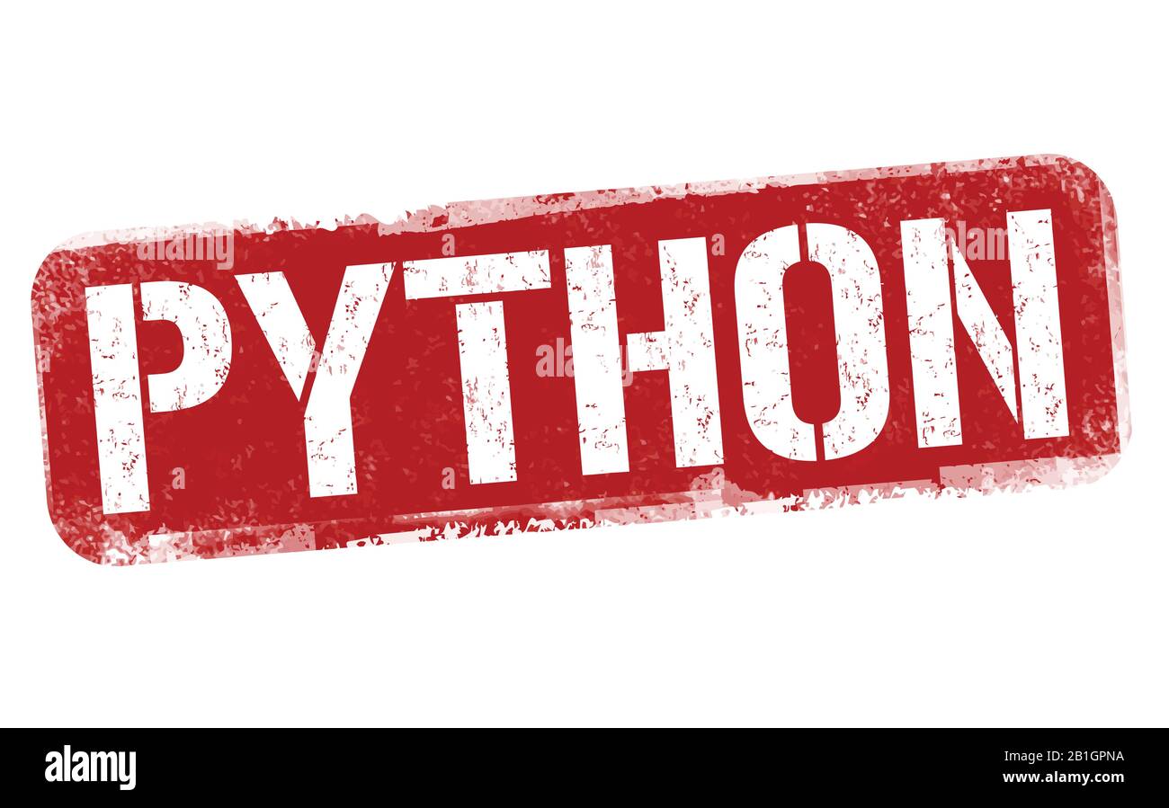 Python-Zeichen oder -Stempel auf weißem Hintergrund, Vektorgrafiken Stock Vektor