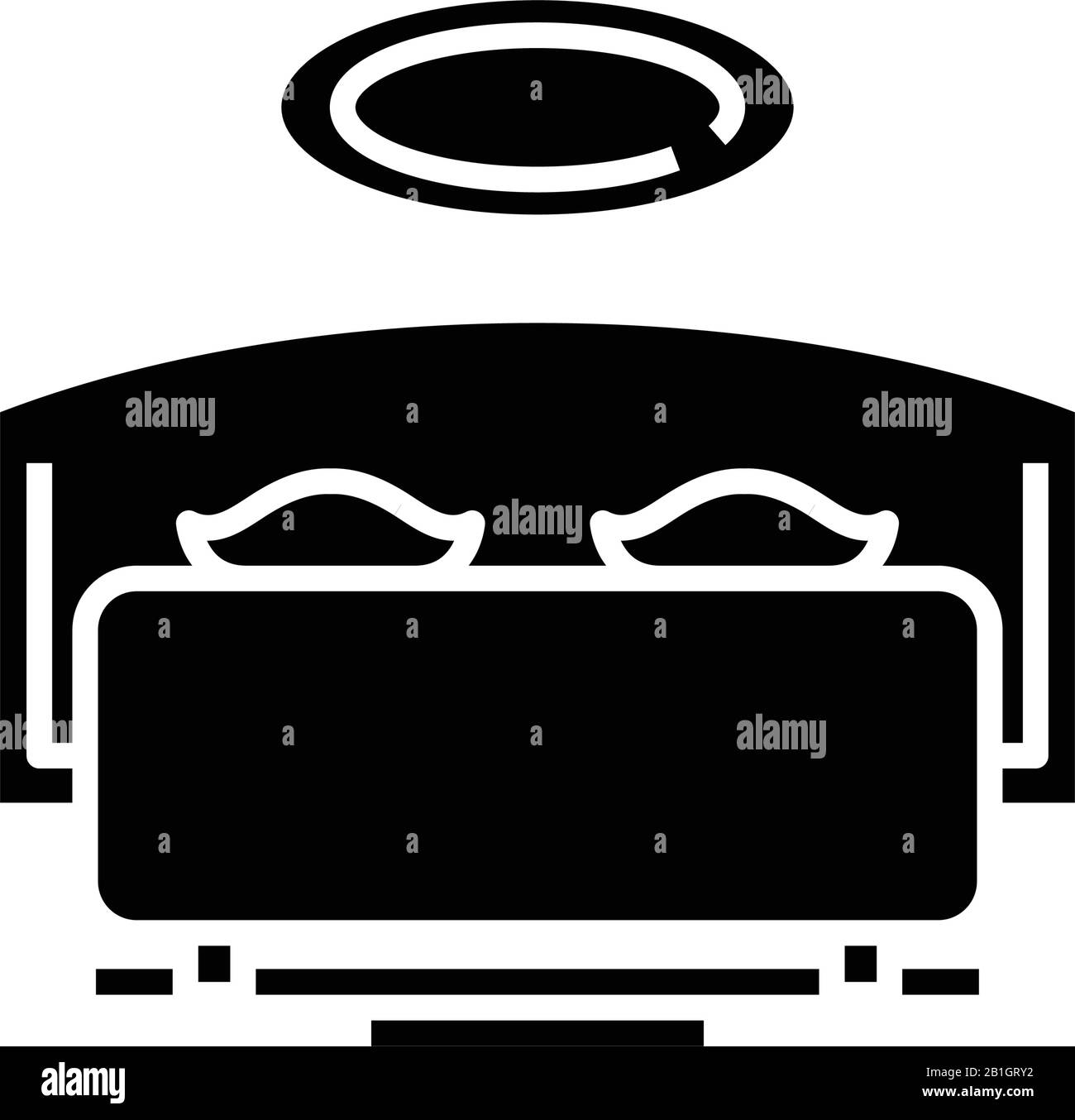 Schwarzes Schlafzimmer-Symbol, Konzeptzeichnung, Vektor-Flachsymbol, Glyph-Zeichen. Stock Vektor