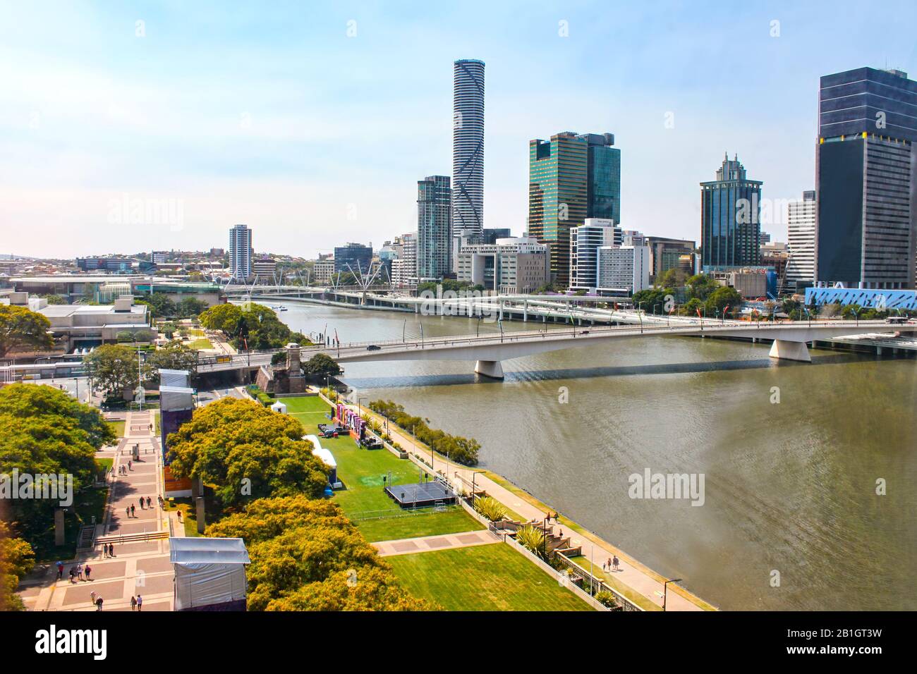 Brisbane Australien September 26 2014 Blick auf das CBD Brisbane und den Brisbane River von der South Bank Stockfoto
