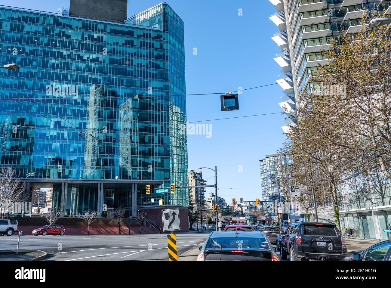 Vancouver, British Columbia, Kanada - Dezember 2019 - Schöner Blick auf die Architektur Von Vancouver Buildings in den Straßen der Innenstadt, in der Nähe von Pender Stockfoto