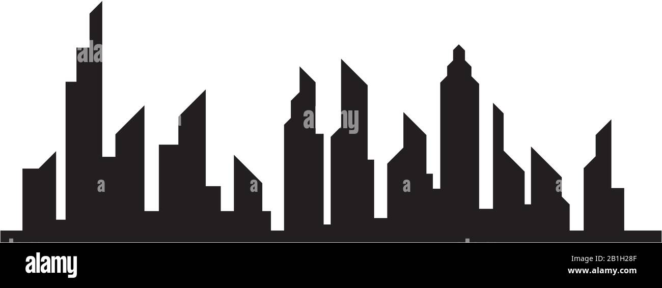 Die moderne Skyline der Stadt. Stadt Silhouette. Vector Illustration in flacher Bauweise Stock Vektor