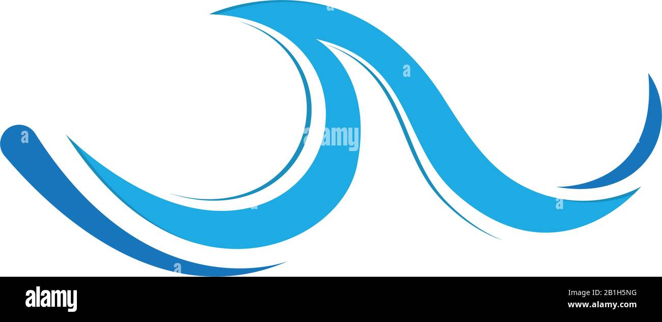 Seewellenlogo Seesturm Gezeitenwellen gewelltes Flussvektorbild Stock Vektor