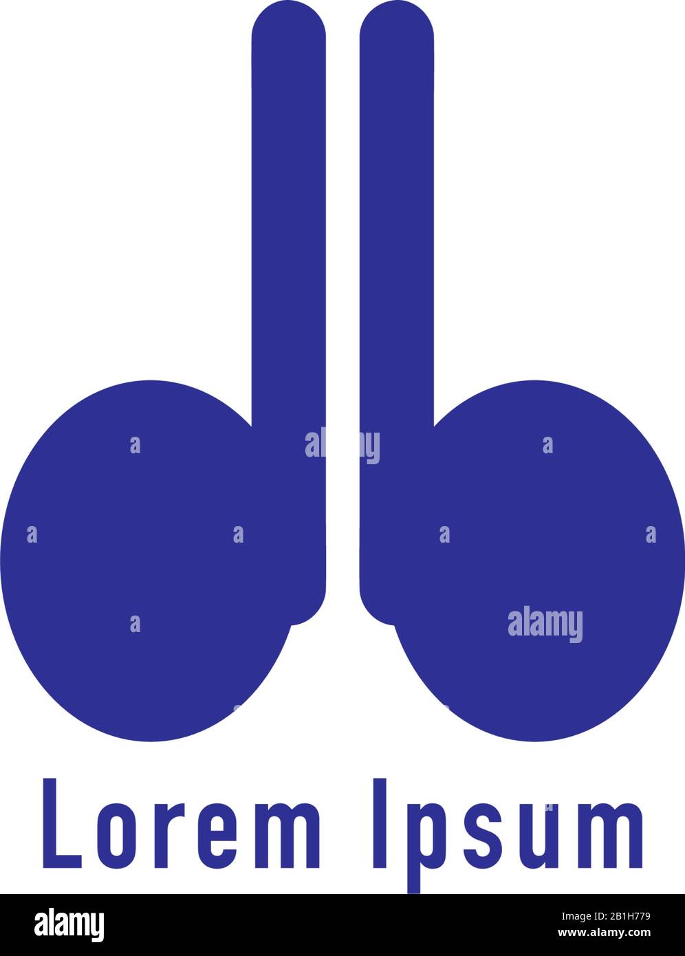 DB-Alphabet-Logo-Designvorlage für Kleinbuchstaben isoliert auf weißem Hintergrund. Blaues Symbol für TWS-Ohrhörer abgebildet. Bild-Monogramm-Logotyp Stock Vektor