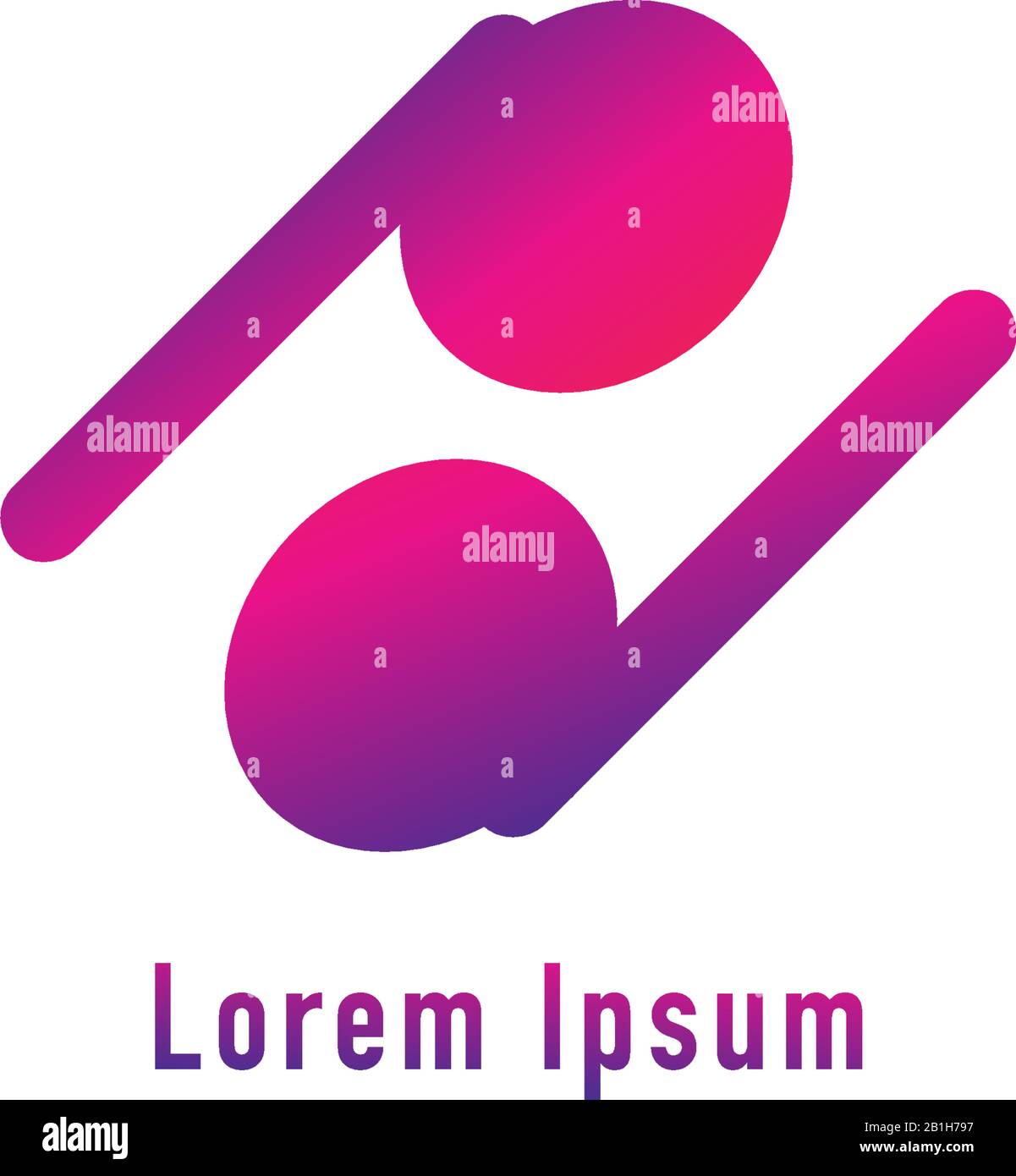 Klein geschriebener Buchstabe pd Alphabet Logo-Design-Vorlage isoliert auf weißem Hintergrund. TWS-Ohrhörer-Symbol auf Magenta Violett Purple Gradation Color abgebildet Stock Vektor