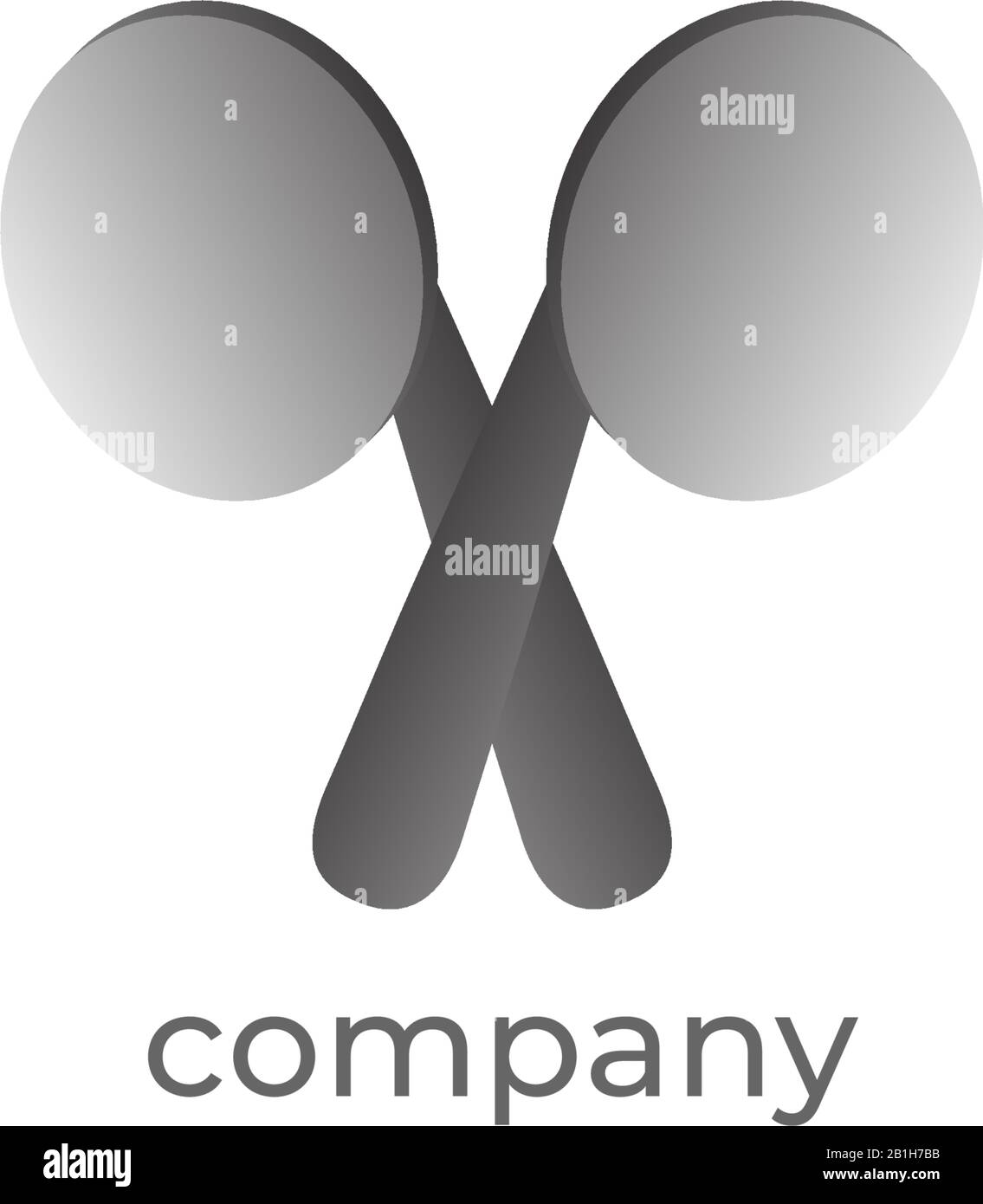 Logo-Design-Vorlage isoliert auf weißem Hintergrund. Symbol für gekreuztes TWS-Ohrhörer abgebildet. Farbe Des Objekts Mit Graustufen. Bildmarken-Logotyp. Stock Vektor