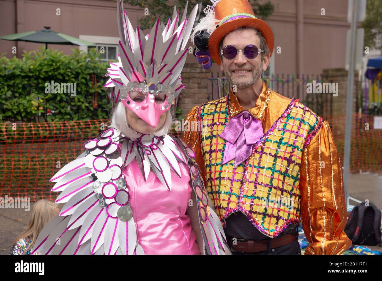 Ungewöhnliche Mardi Gras Kostüme. New Orleans, LA. Stockfoto