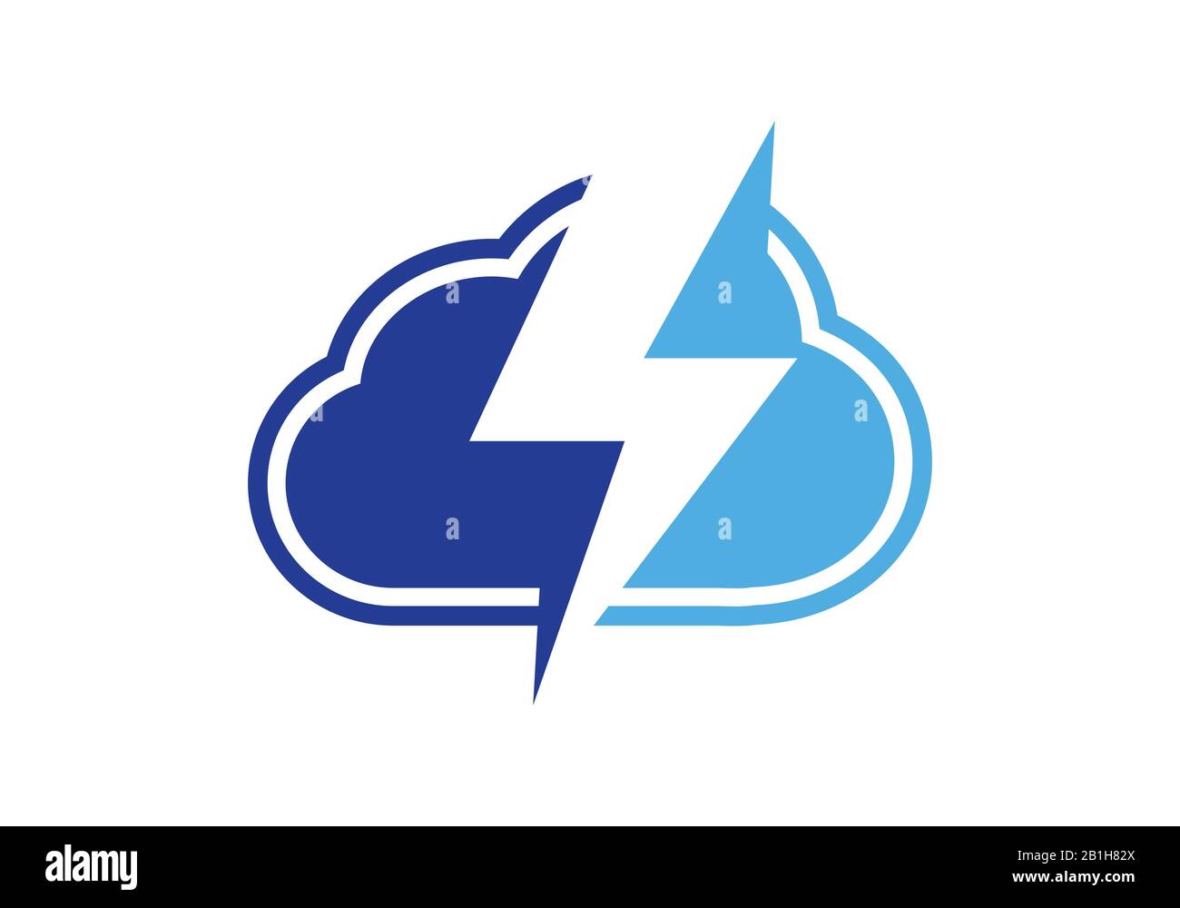 Cloud Data Thunderbolt Symbol, Cloud Mit Lighting Bolt Logo-Vorlage. Stock Vektor