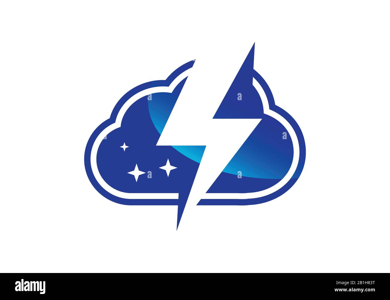 Cloud Data Thunderbolt Symbol, Cloud Mit Lighting Bolt Logo-Vorlage. Stock Vektor