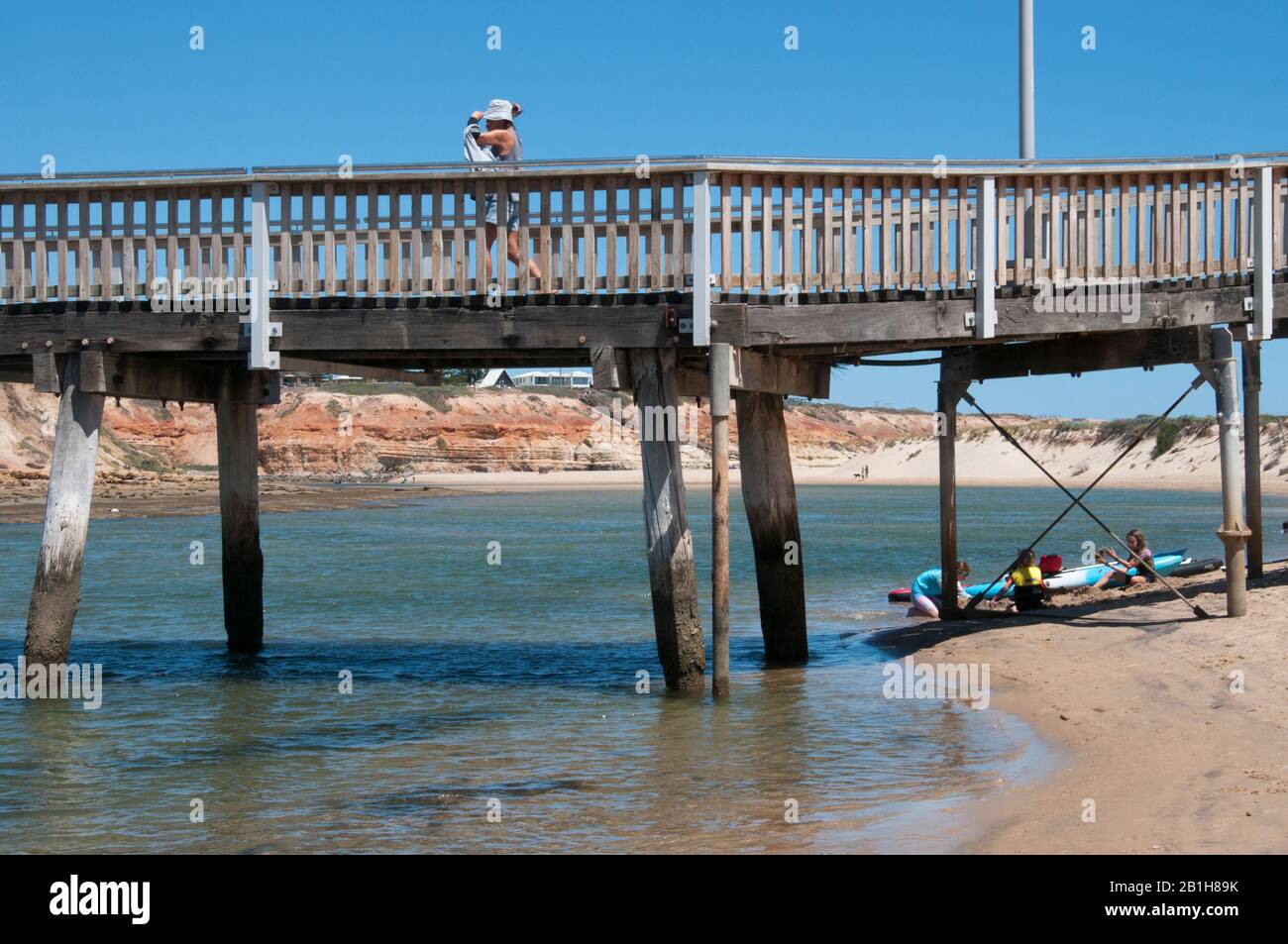 Familienschwimmbereich an der Einmündung der Onkaparinga, Port Noarlunga, South Australia Stockfoto
