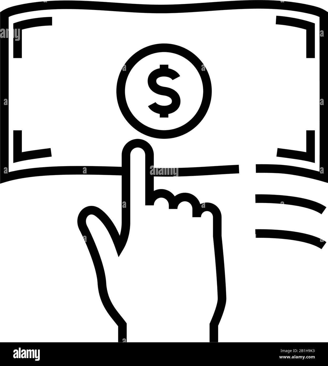 Symbol "Geldverdienen", Konzeptzeichen, Konturvektorabbildung, lineares Symbol. Stock Vektor