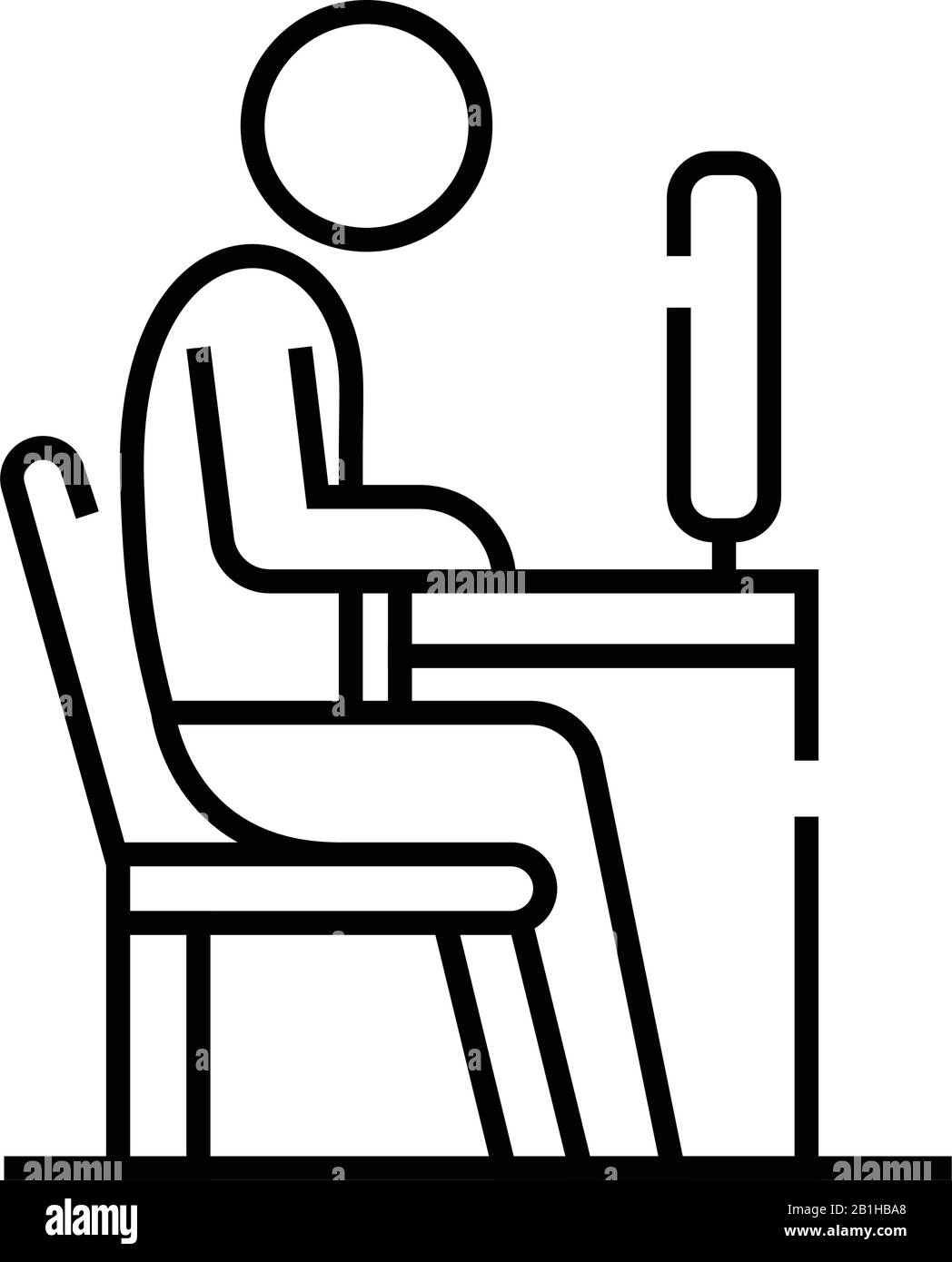 Symbol für freie Mitarbeiter am Arbeitsplatz, Konzeptzeichen, Konturvektorabbildung, lineares Symbol. Stock Vektor