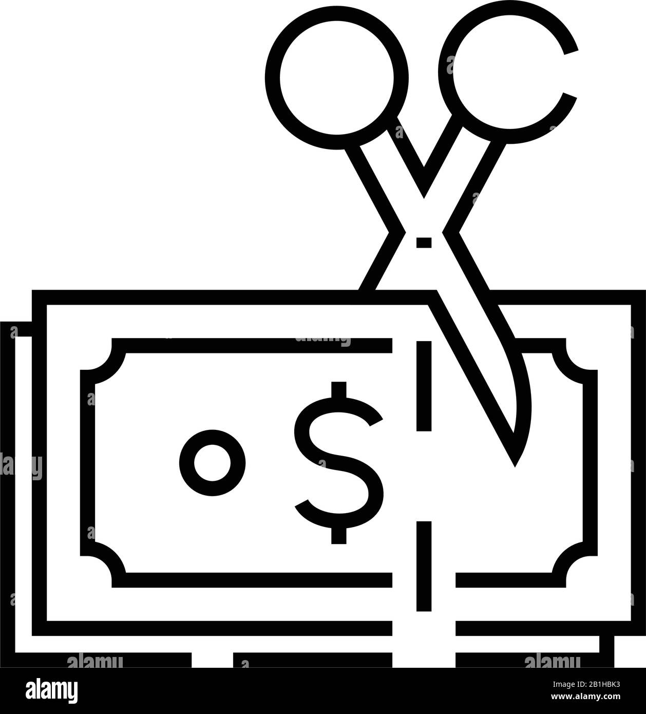 Liniensymbol für finanzielle Ausgaben, Konzeptzeichen, Vektorgrafiken der Umrisse, lineares Symbol. Stock Vektor