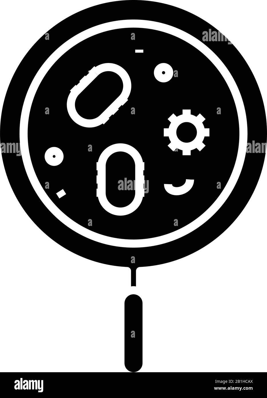 Bakterium-schwarzes Symbol, Konzeptabbildung, Vektor-Flachsymbol, Glyph-Zeichen. Stock Vektor