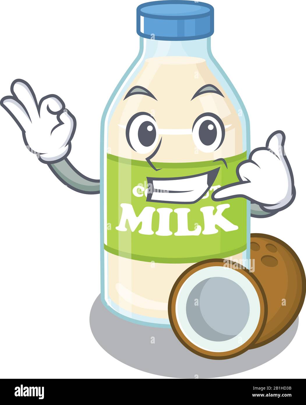 Nennen Sie mich lustige Coconut Milk Cartoon Character Concept Stock Vektor