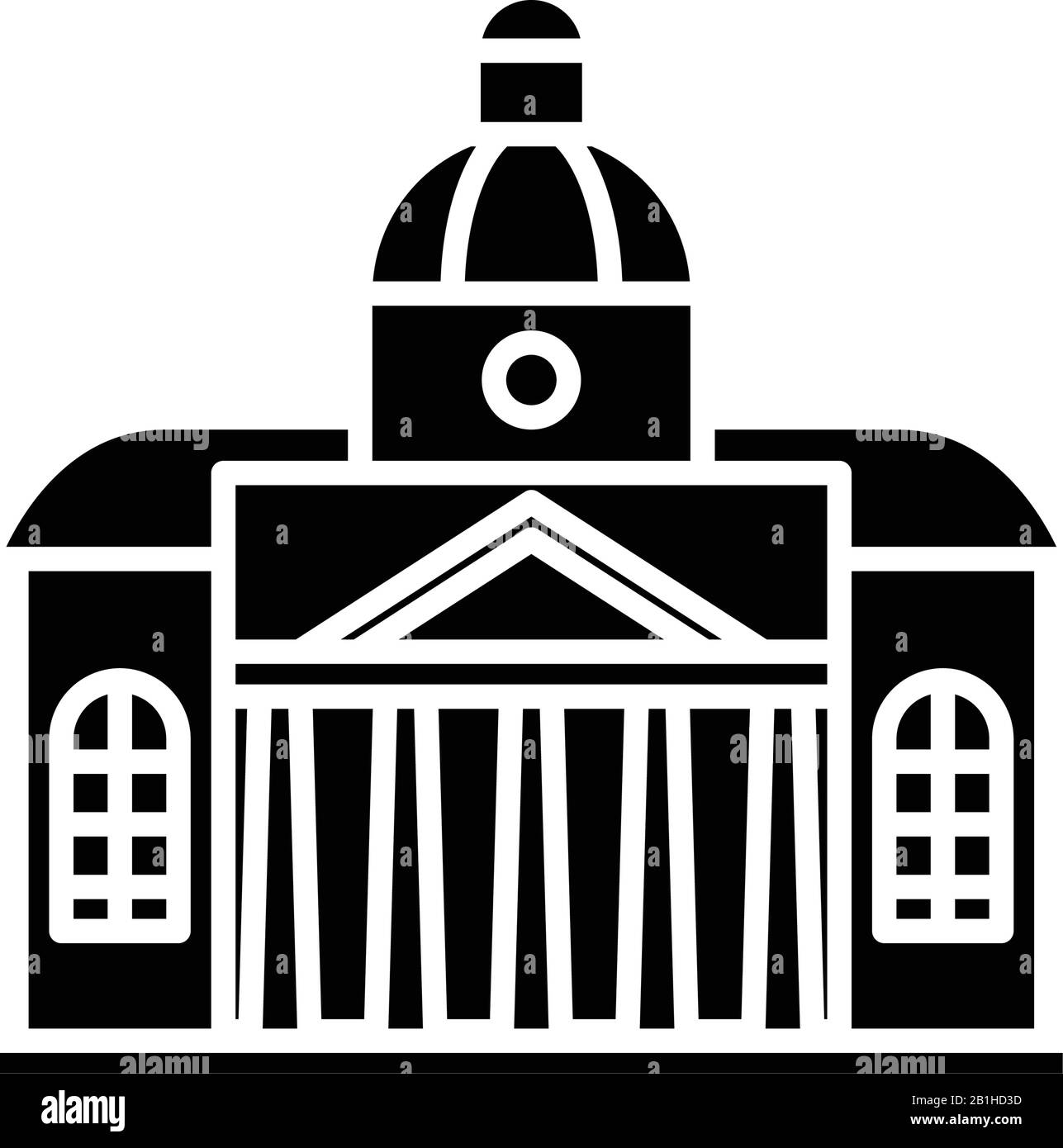 Schönes Kapitol-schwarzes Symbol, Konzeptabbildung, Vektor-Flachsymbol, Glyph-Zeichen. Stock Vektor