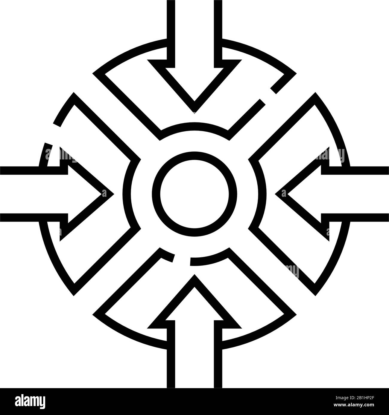 Endzielzeilensymbol, Konzeptzeichen, Konturvektorabbildung, lineares Symbol. Stock Vektor