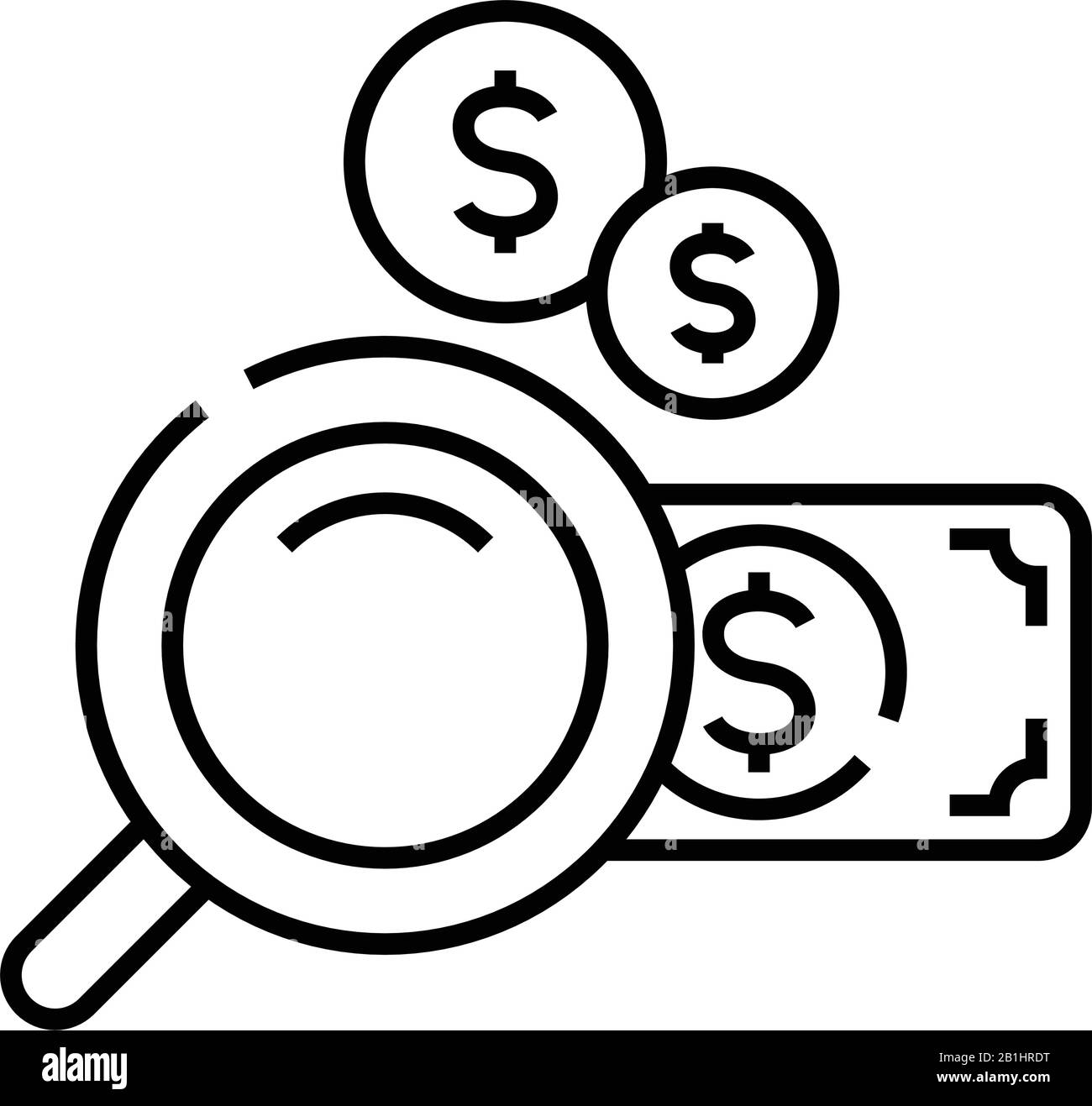 Symbol für die Finanzkontrollzeile, Konzeptschild, Konturvektorabbildung, lineares Symbol. Stock Vektor