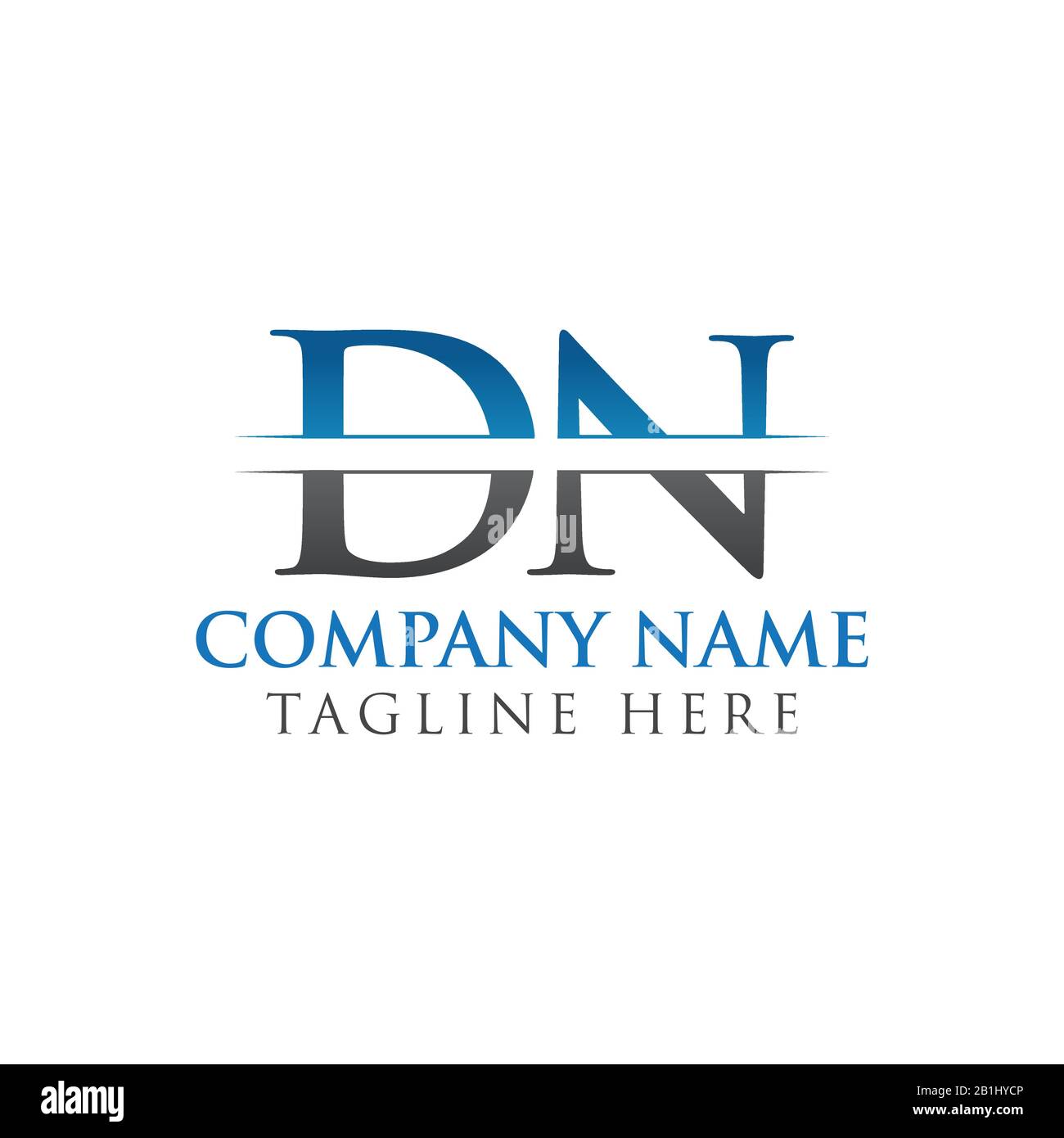 Ursprünglicher DN Letter Logo Design Vector Mit blauer und grauer Farbe