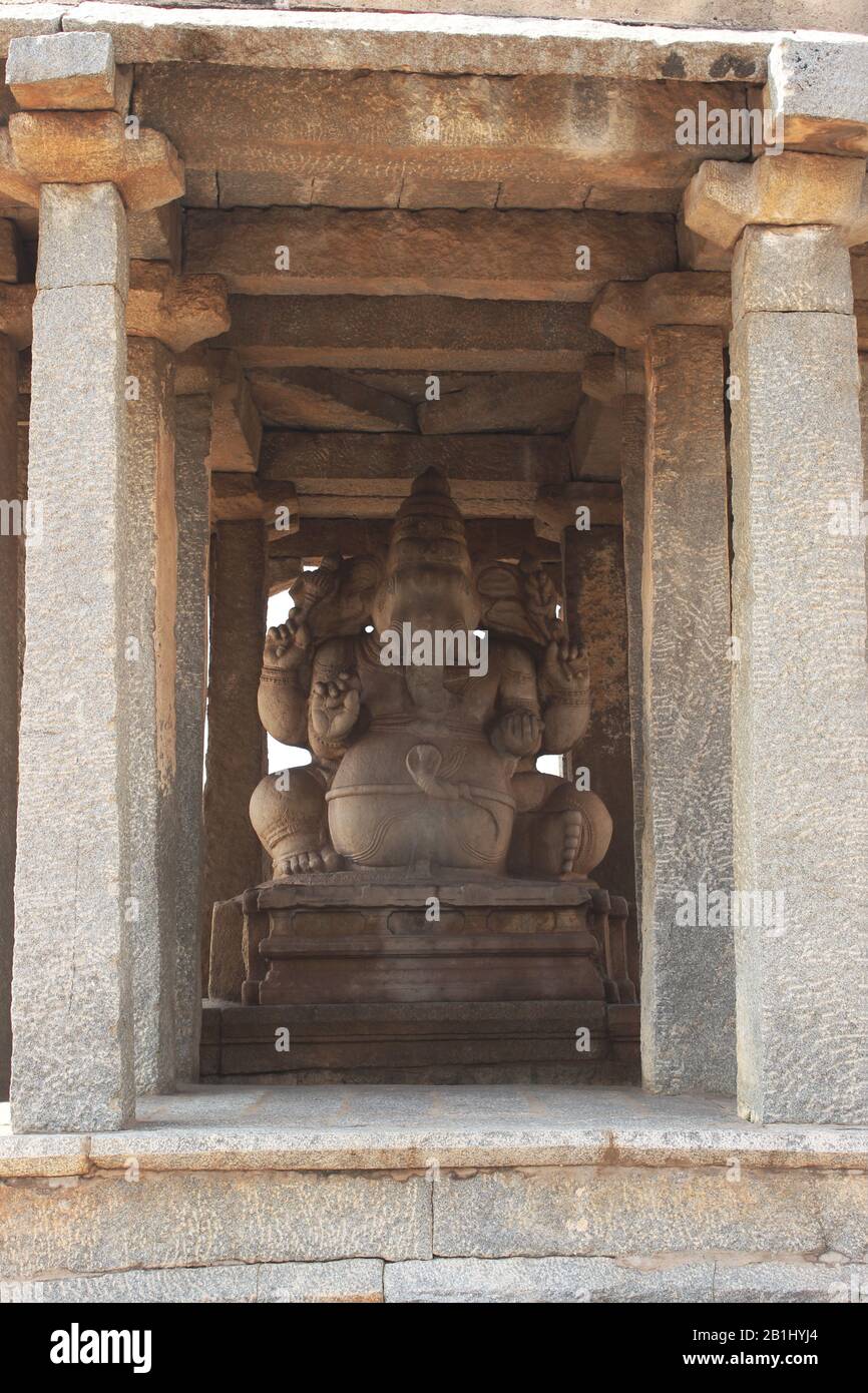 Sasivekalu Ganesha oder Senfsamen Ganesha Tempel, Hampi, Karnataka, Indien. Stockfoto