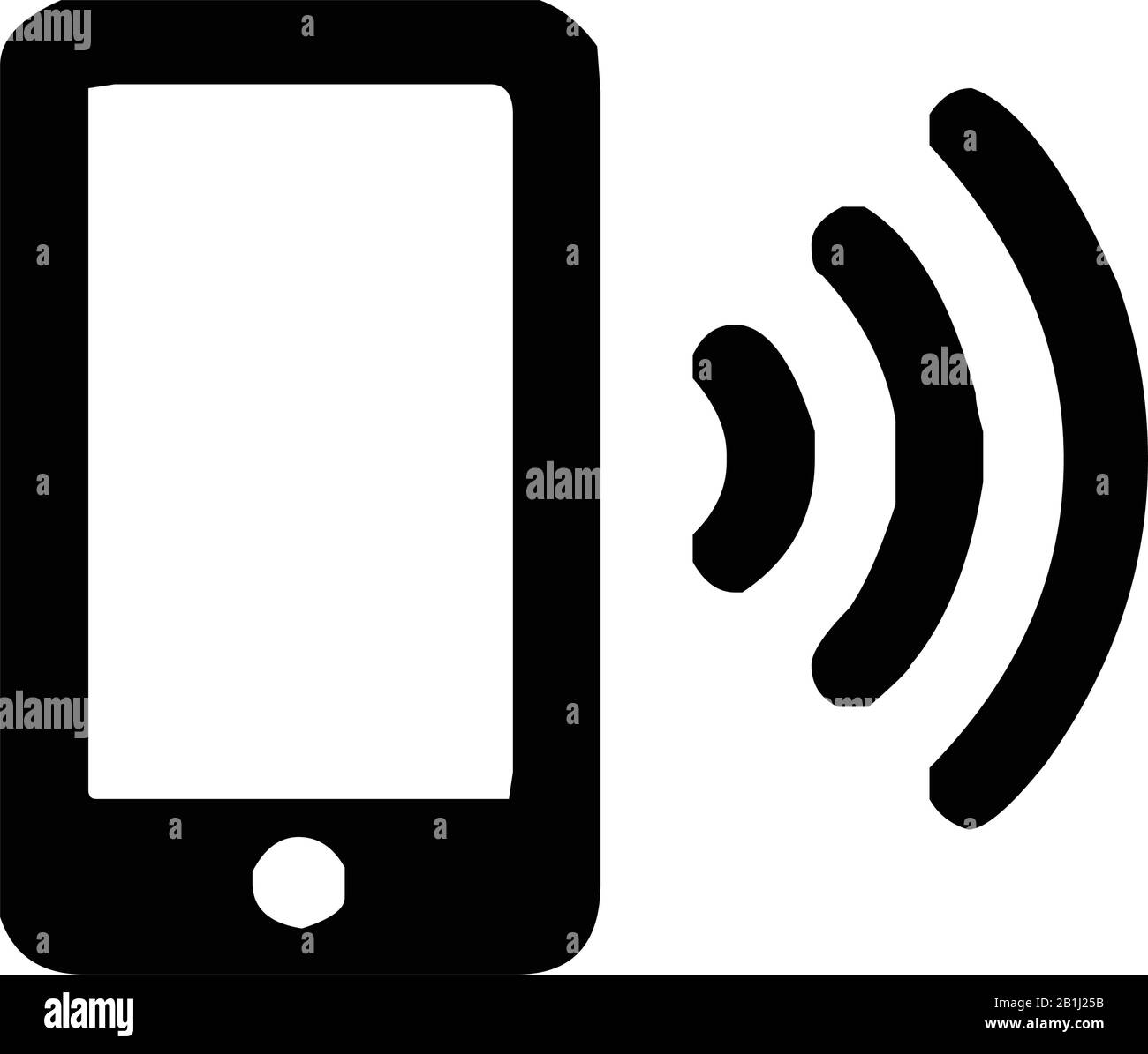 Mobiltelefon mit wifi, Wi-Fi, Wireless Internet Silhouette, Symbol, Umriss, Vektorgrafiken, in schwarz-weißer Farbe, isoliert auf weiß Stock Vektor