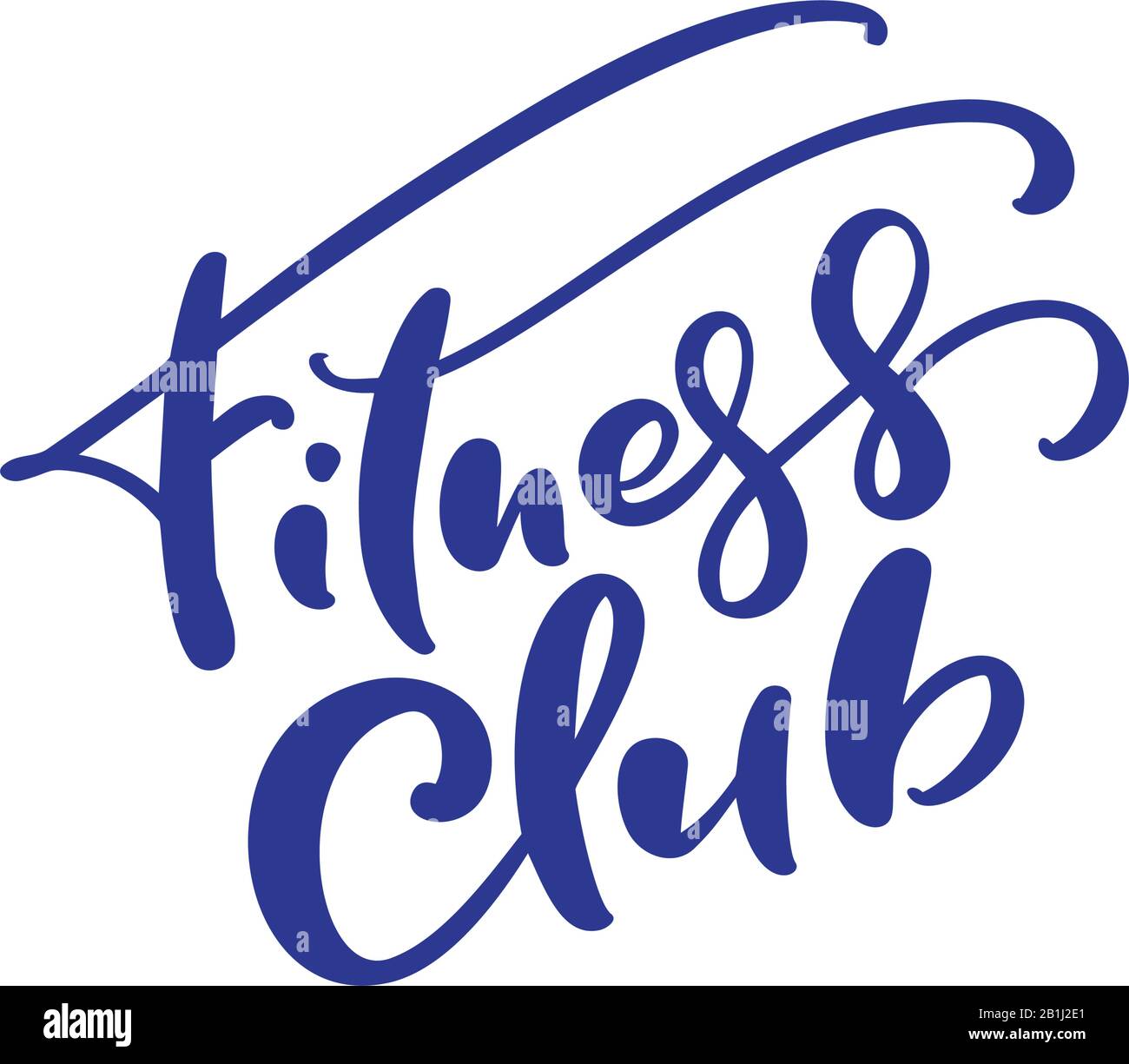 Fitnessclub Vector blau Kalligraphie Text. Logo-Vorlage in modernem Stil. Einfache Worte für den Gesundheitssportclub Stock Vektor