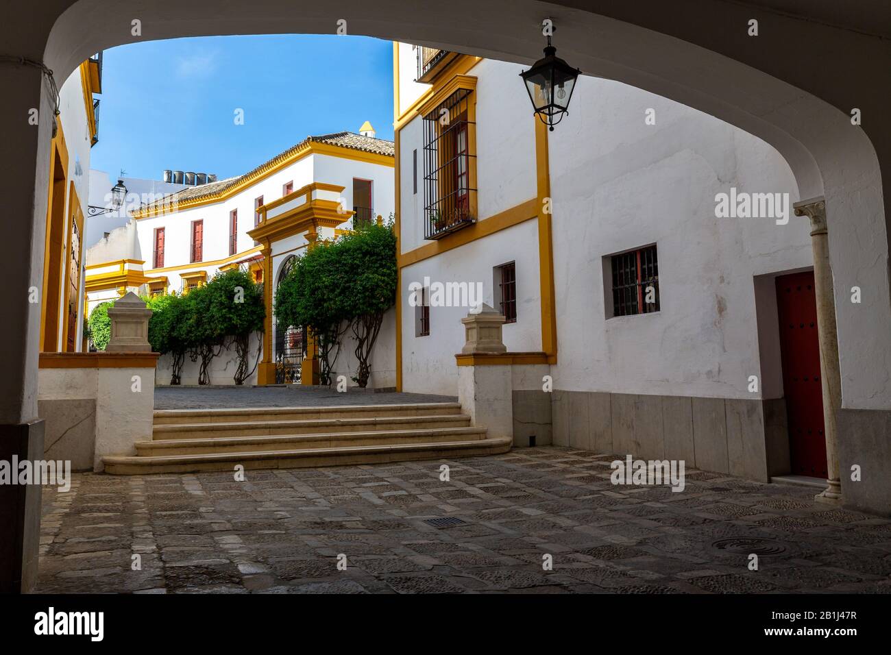 Eintritt in die Bullfighting Arena von Sevilla, Andalucia, Spanien. Stockfoto