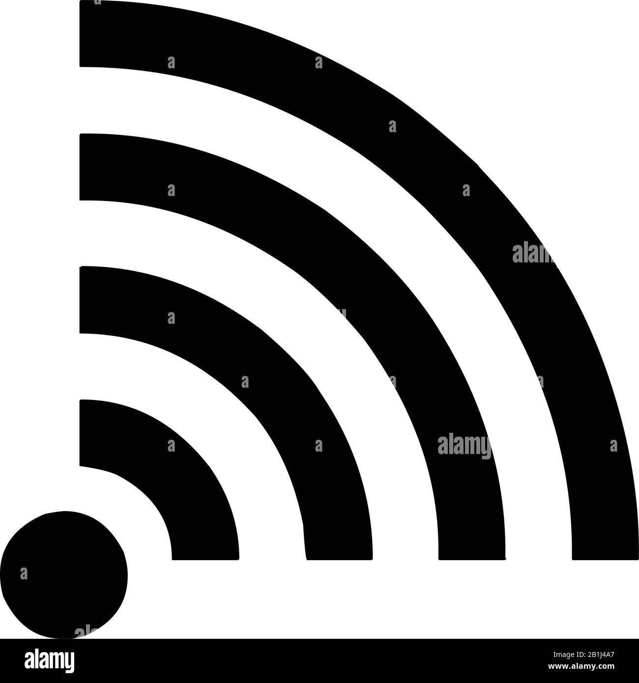 WiFi, Wi-Fi, drahtloses Internet (4 schwarze Streifen, rechts ausgerichtet) Silhouette, Symbol, Umriss, Vektorgrafiken, schwarz-weiß, isoliert Stock Vektor