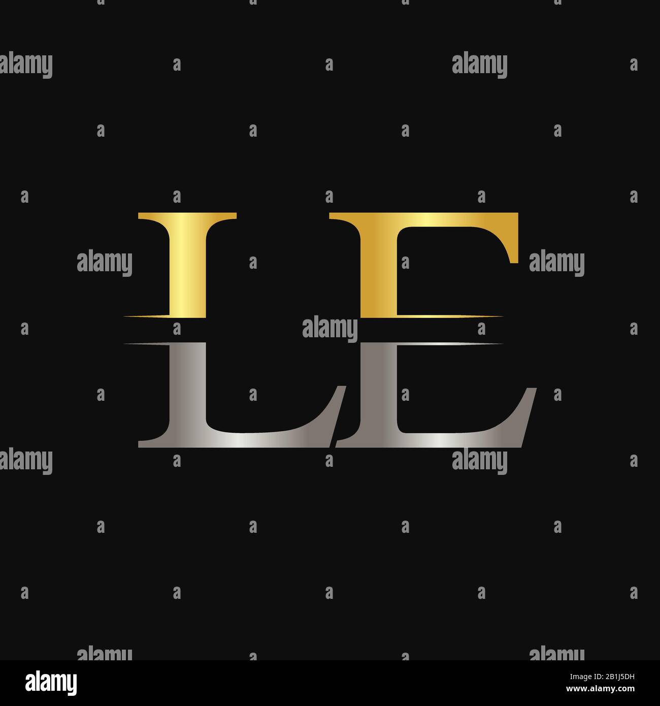 Vektor-Vorlage für das Design des Logos für den ANFANGSBUCHSTABEN. Abstraktes Design mit schwarzem Letter LE-Logo Stock Vektor