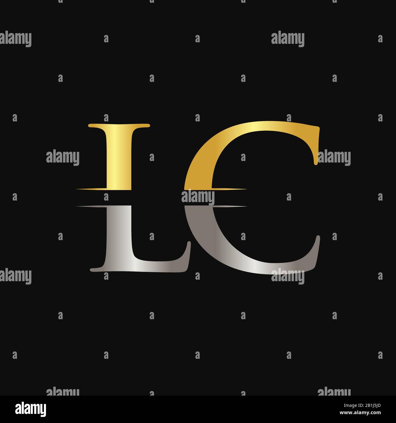 Vektor-Vorlage für das anfängliche LC-Letter-Logo. Abstraktes Design mit LC-Logo und schwarzem Letter Stock Vektor