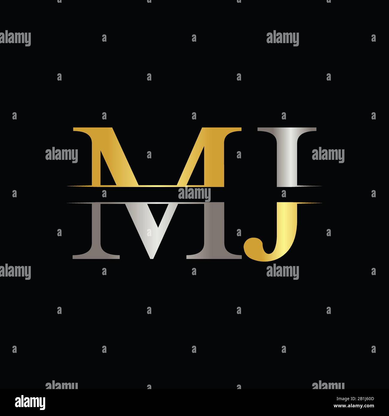 Vektor-Vorlage für das anfängliche MJ-Buchstaben-Logo. Abstrakter Buchstabe MJ-Logo Stock Vektor