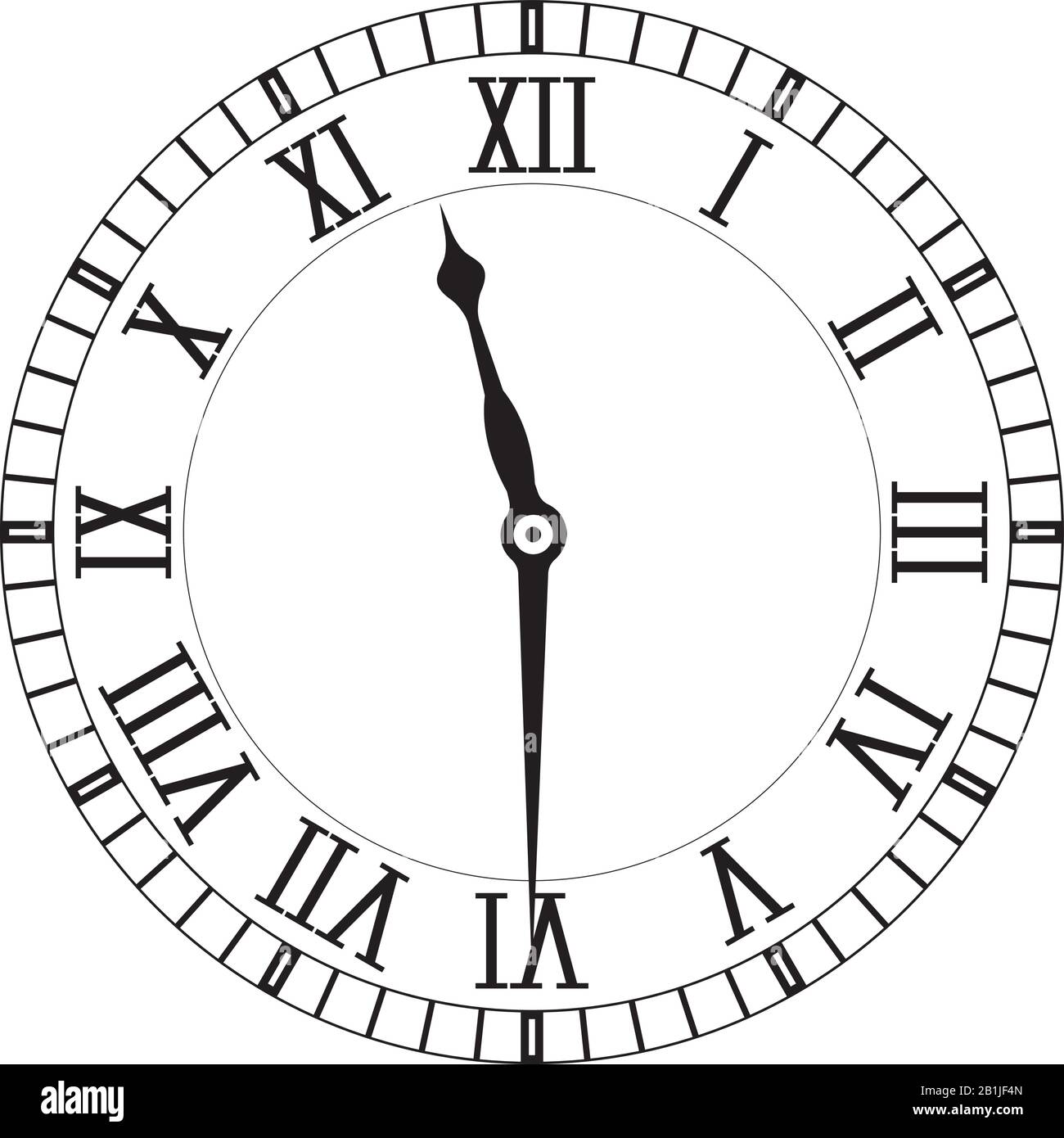Uhrenfläche mit römischen Ziffern Stock Vektor