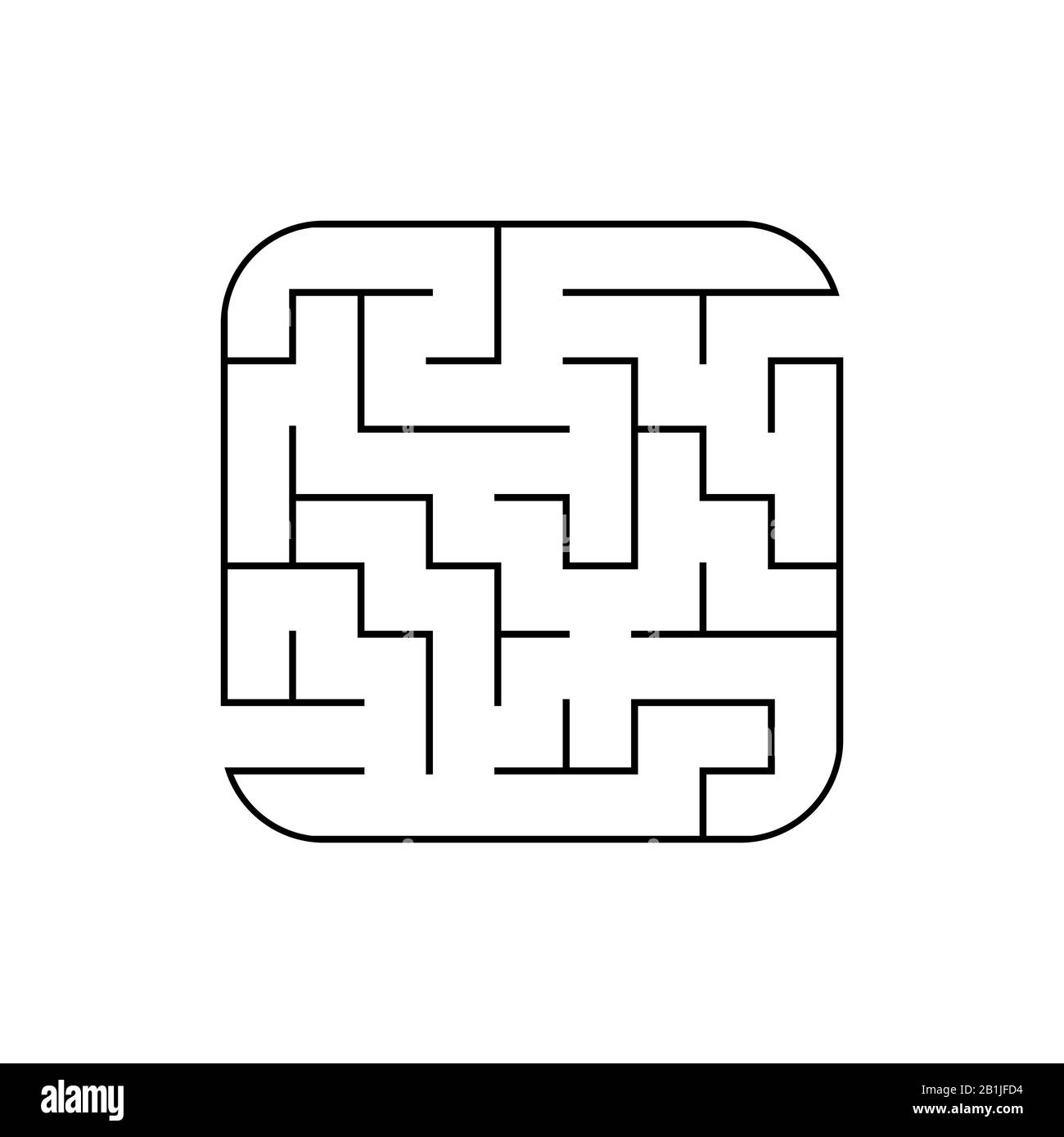 Abstraktes quadratisches Labyrinth. Spiel für Kinder. Puzzle für Kinder. Labyrinth-Rätsel. Flache Vektorgrafiken isoliert auf weißem Hintergrund Stock Vektor