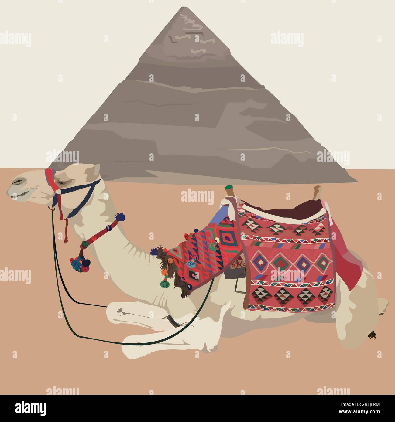 Ägyptische Pyramide, Gizeh, Kairo und Kamel, Vektorgrafiken Stock Vektor