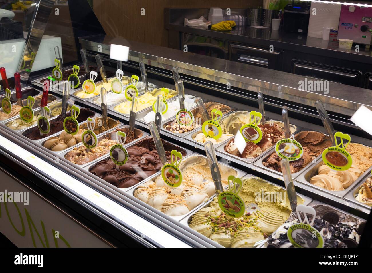 Gelato/Eis im Restaurant in Rom, Italien Stockfoto