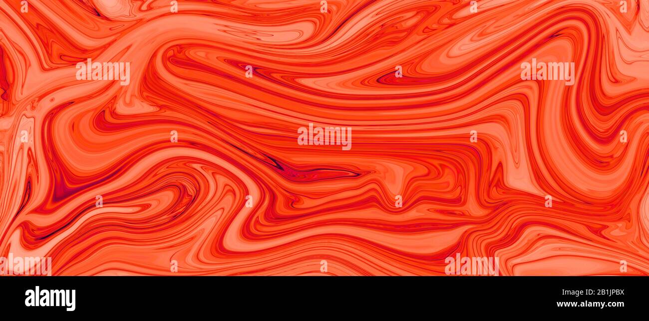 Rote und weiße Ölfarbe. Abstrakter Hintergrund und Textur. Illustrationsbanner. Extremer Breitbildschirm. Stockfoto