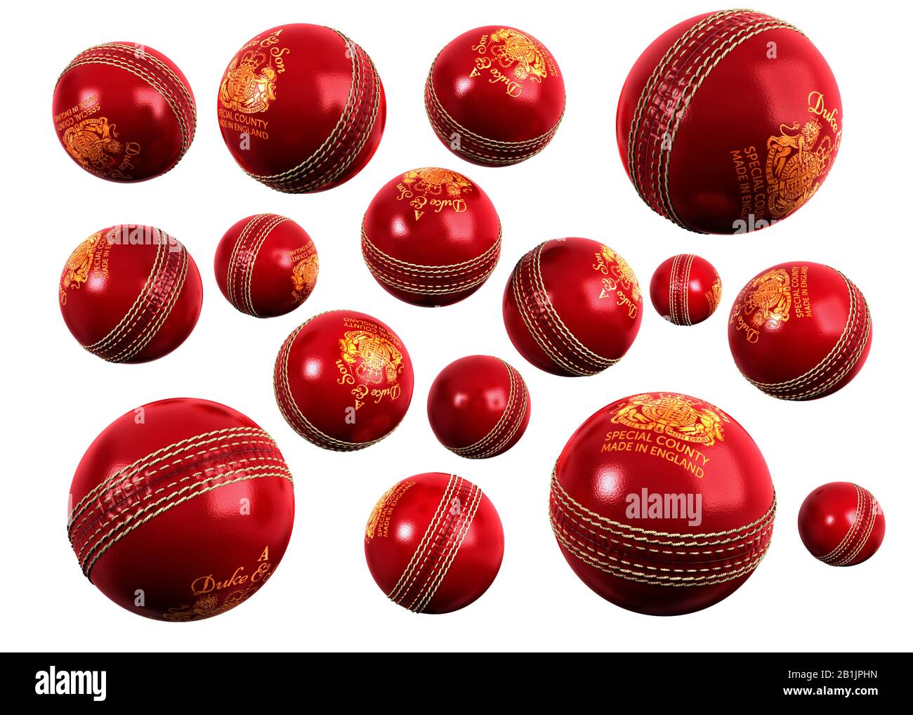 Cricket-Bälle in weißem Hintergrund Stockfoto