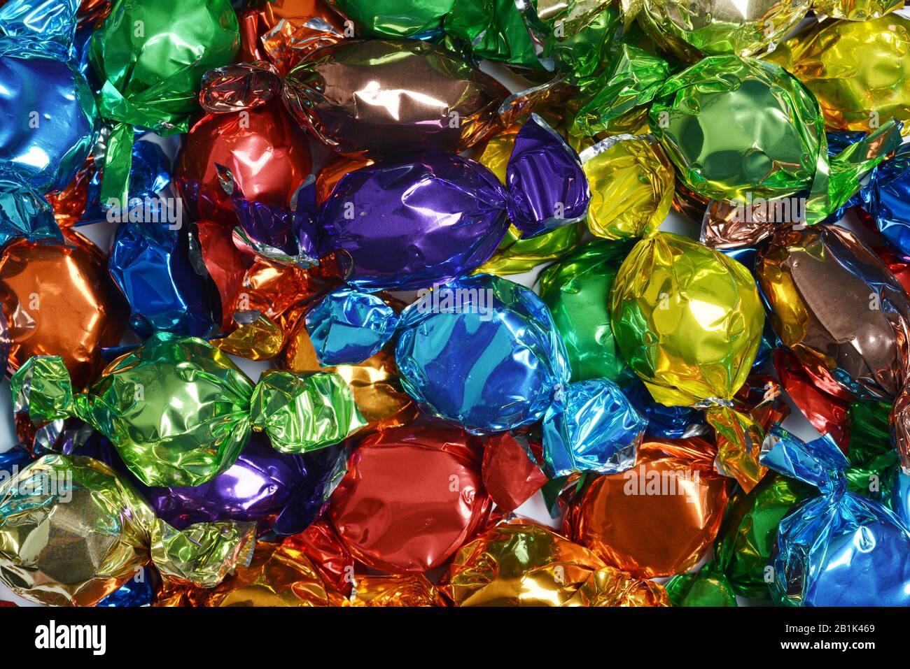 Eingewickelt weihnachtsschokolade Süßigkeiten Hintergrund Stockfoto