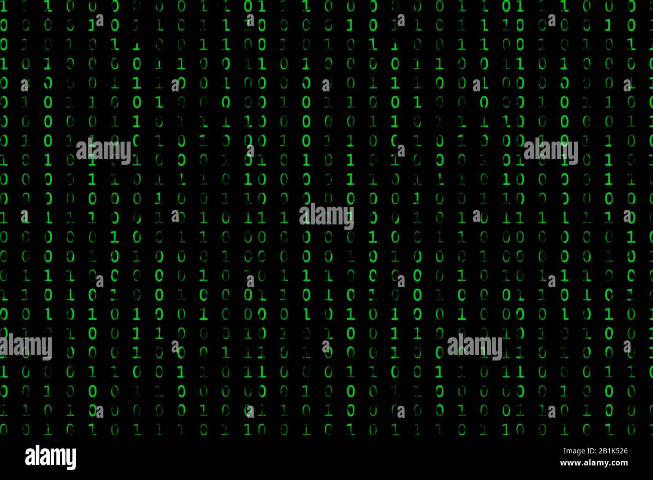 Binärcode, Datensicherheit mit schwarzem Hintergrund Stockfoto