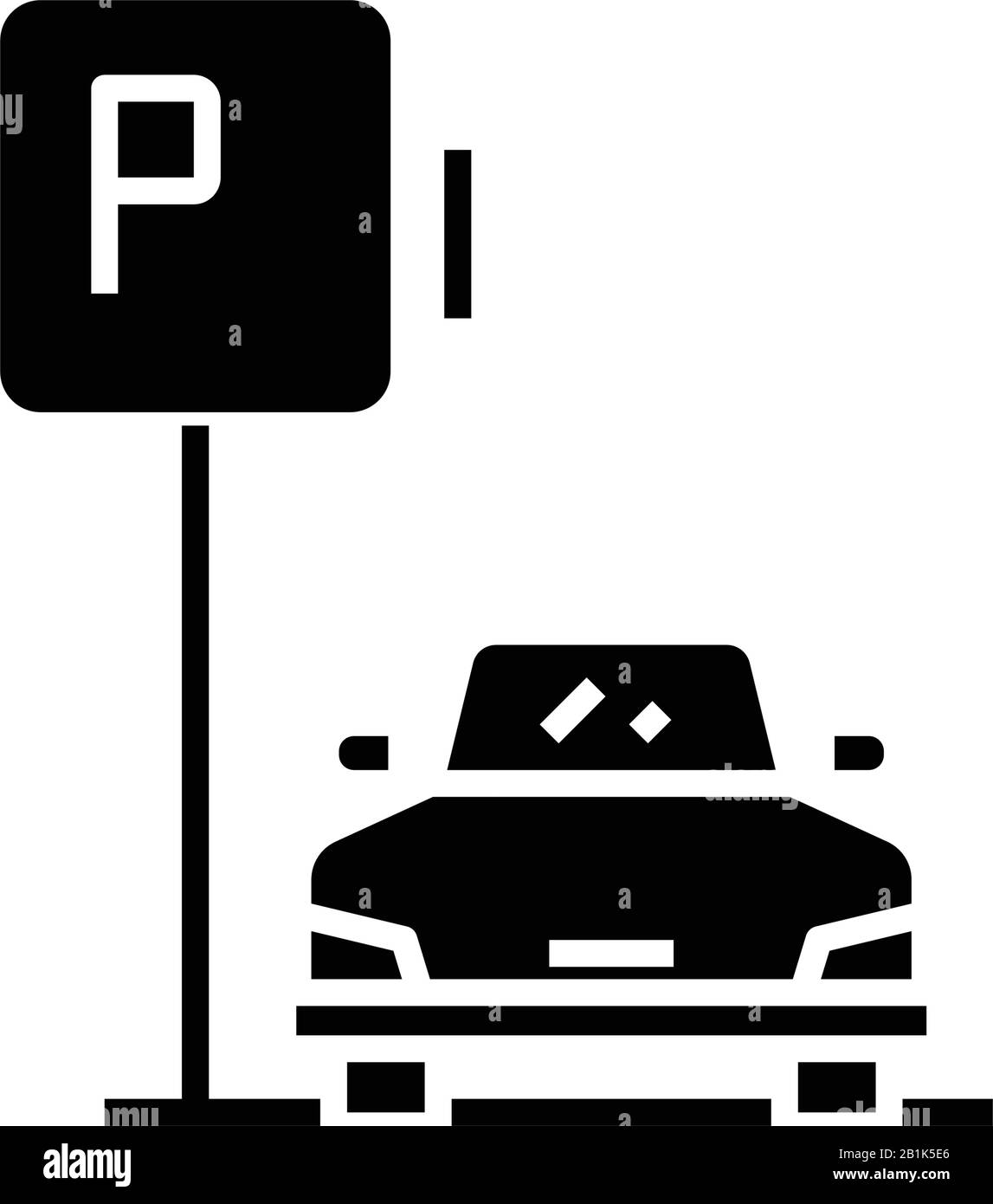 Carparking Black Icon, Konzeptabbildung, Vektor-Flat-Symbol, Glyph-Zeichen. Stock Vektor