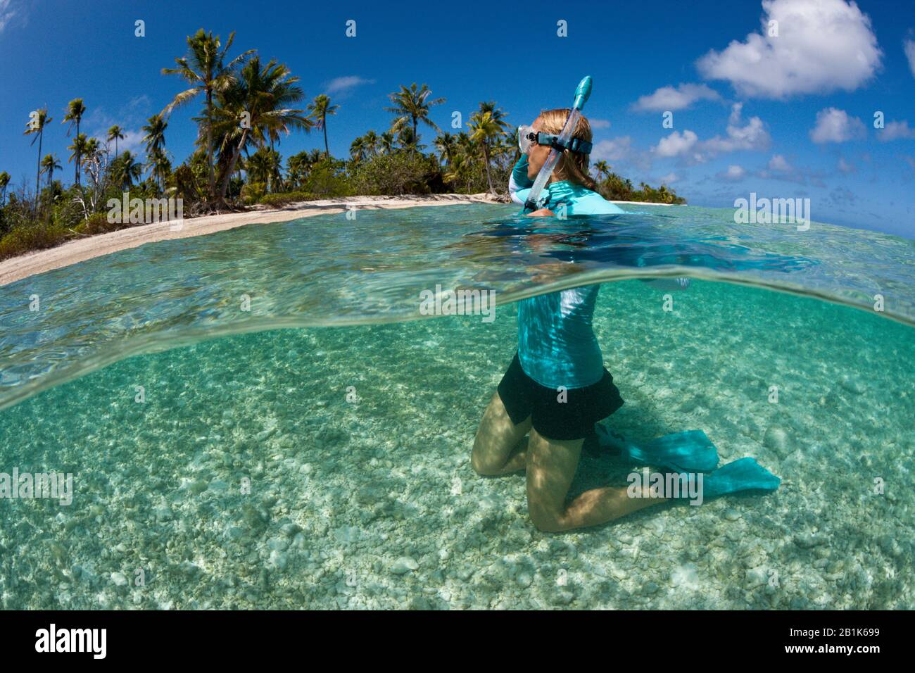 Schnorcheln in Französisch-Polynesien, Apataki-Atoll, Tuamotu-Archipel, Französisch-Polynesien Stockfoto